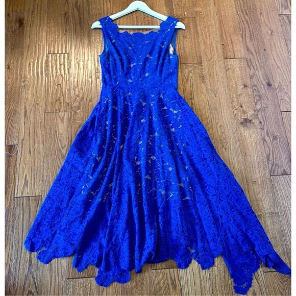 Anthropologie Tracy Reese Cerulean sky blue lace overlay dress 6 - Picture 12 of 13